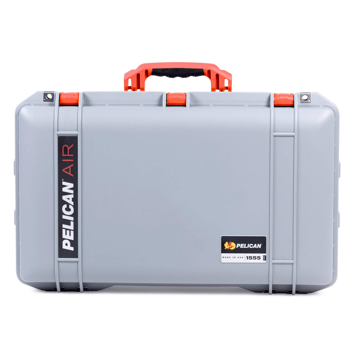 Pelican 1555 Air Case, Silver with Orange Handle &amp; Latches ColorCase 