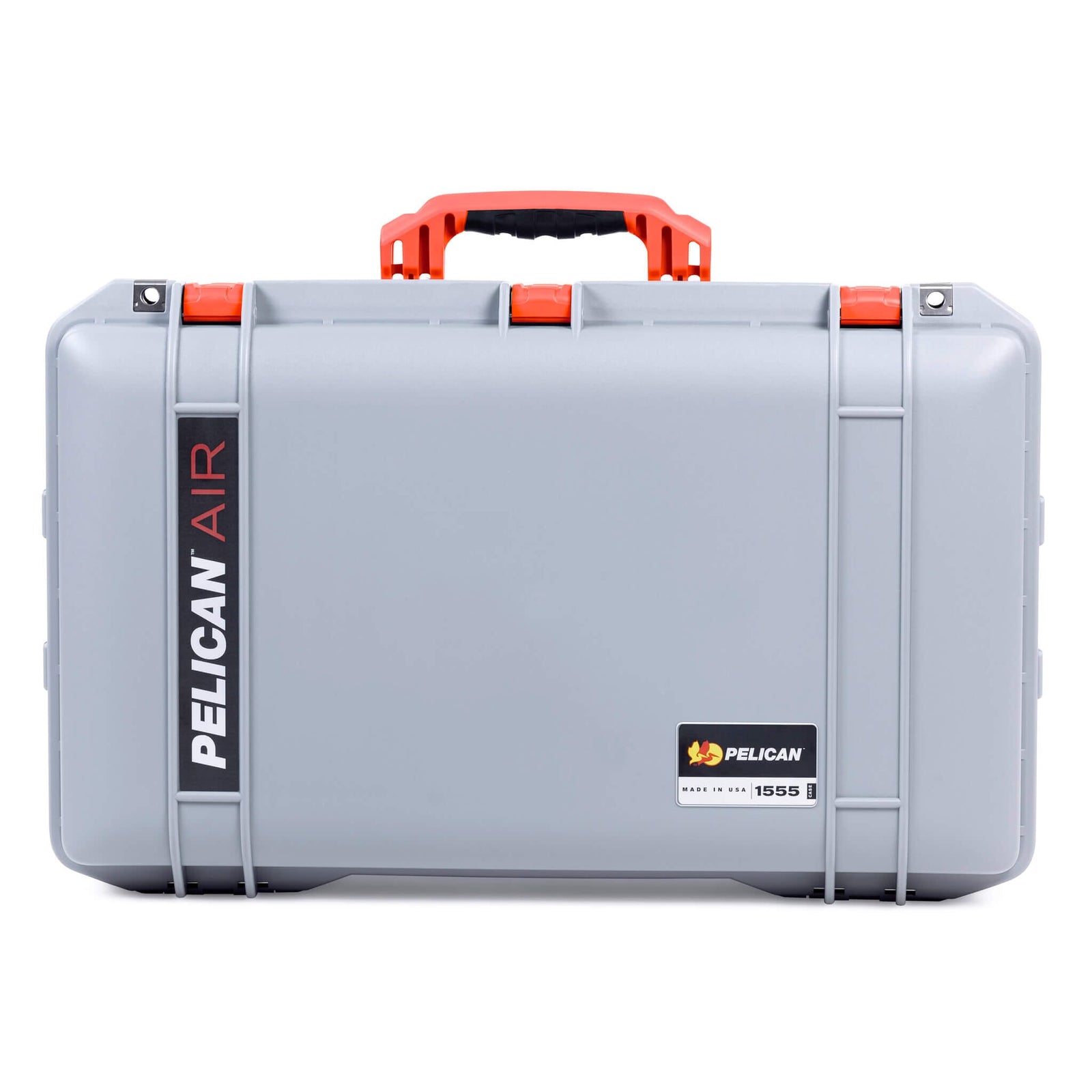 Pelican 1555 Air Case, Silver with Orange Handle & Latches ColorCase 