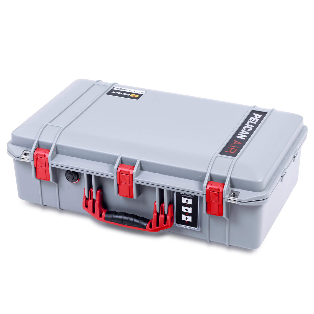Pelican 1555 Air Case, Silver with Red Handle &amp; Latches ColorCase 
