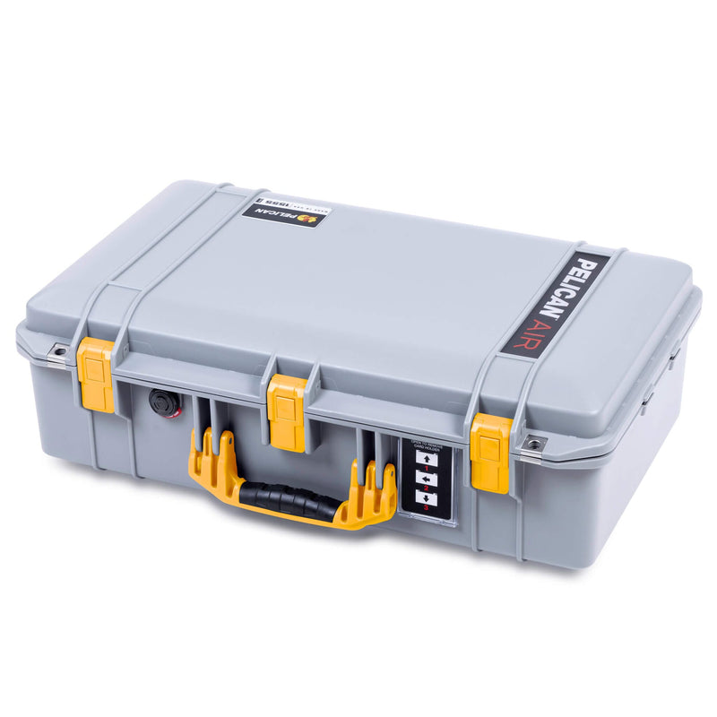 Pelican 1555 Air Case, Silver with Yellow Handle & Latches ColorCase 