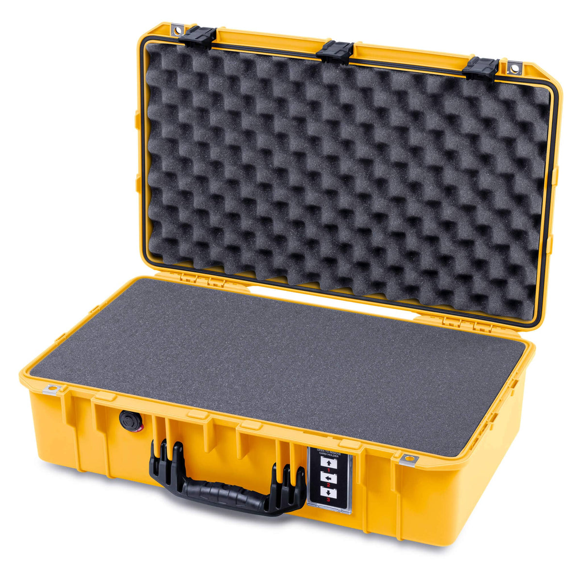 Pelican 1555 Air Case, Yellow with Black Handle &amp; Latches Pick &amp; Pluck Foam with Convolute Lid Foam ColorCase 015550-0001-240-111