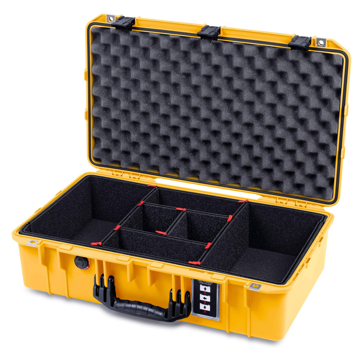 Pelican 1555 Air Case, Yellow with Black Handle &amp; Latches TrekPak Divider System with Convolute Lid Foam ColorCase 015550-0020-240-111