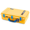 Pelican 1555 Air Case, Yellow with Blue Handle & Latches ColorCase