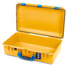 Pelican 1555 Air Case, Yellow with Blue Handle & Latches None (Case Only) ColorCase 015550-0000-240-121
