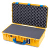 Pelican 1555 Air Case, Yellow with Blue Handle & Latches Pick & Pluck Foam with Convolute Lid Foam ColorCase 015550-0001-240-121