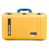 Pelican 1555 Air Case, Yellow with Blue Handle & Latches ColorCase