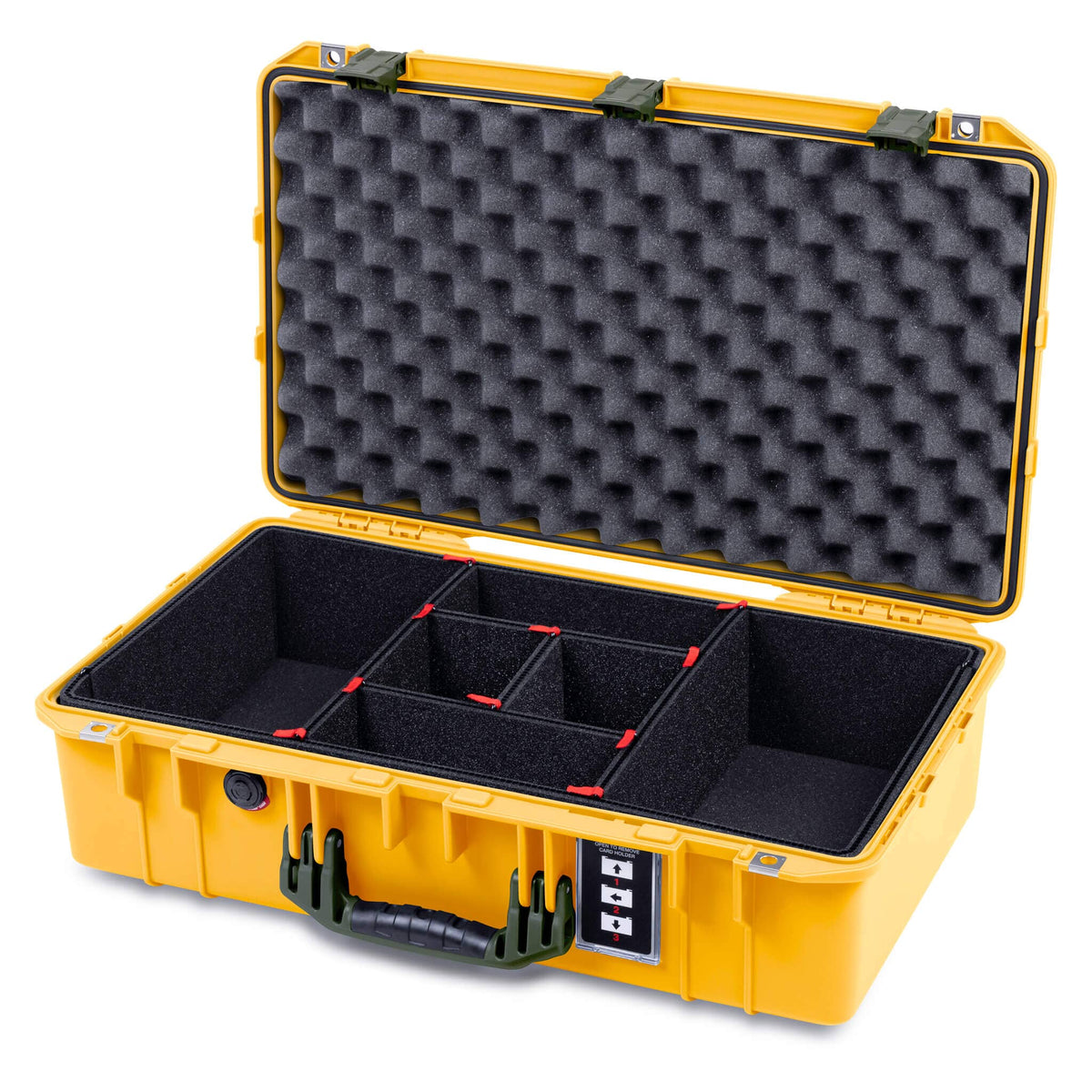 Pelican 1555 Air Case, Yellow with OD Green Handle &amp; Latches TrekPak Divider System with Convolute Lid Foam ColorCase 015550-0020-240-131