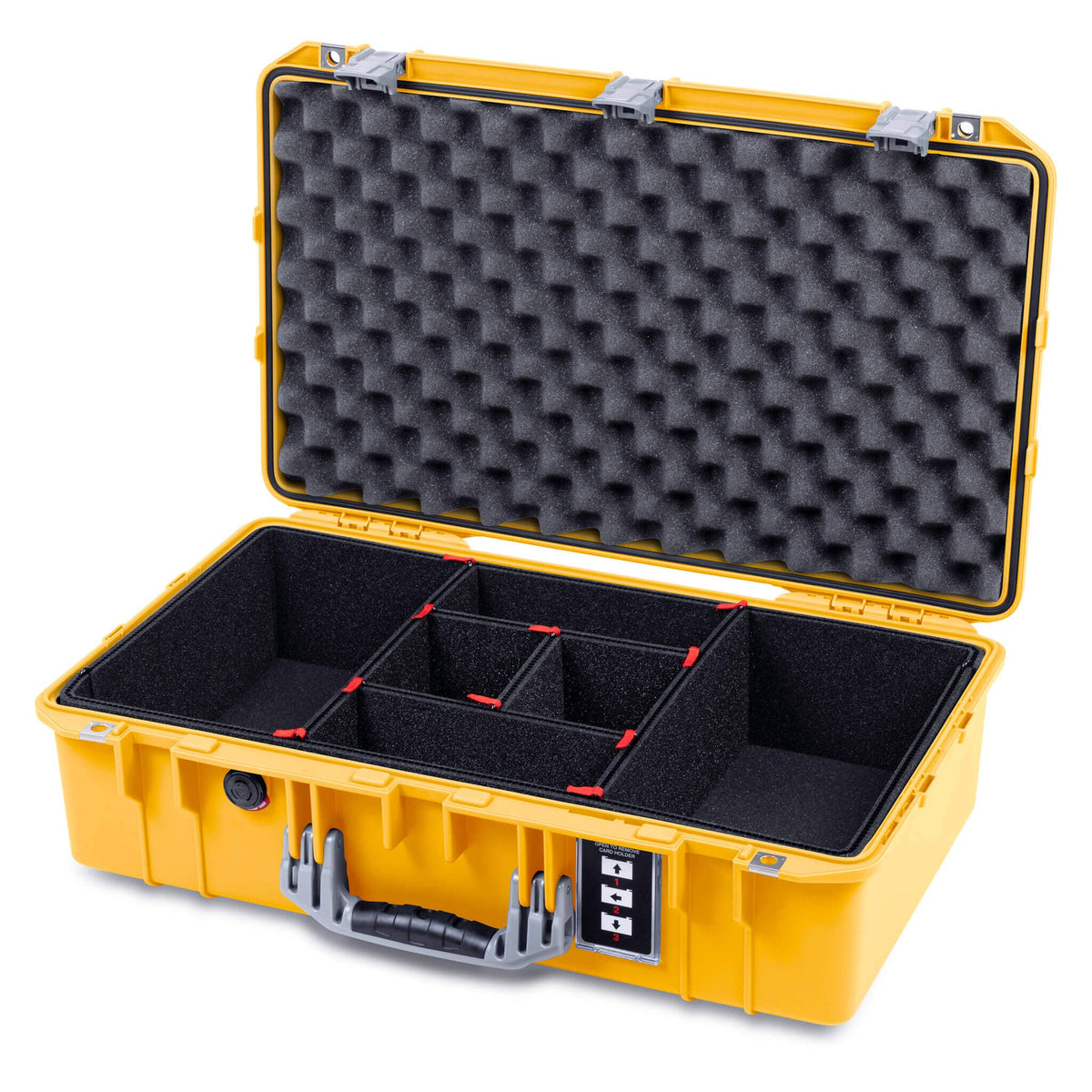 Pelican 1555 Air Case, Yellow with Silver Handle &amp; Latches TrekPak Divider System with Convolute Lid Foam ColorCase 015550-0020-240-181