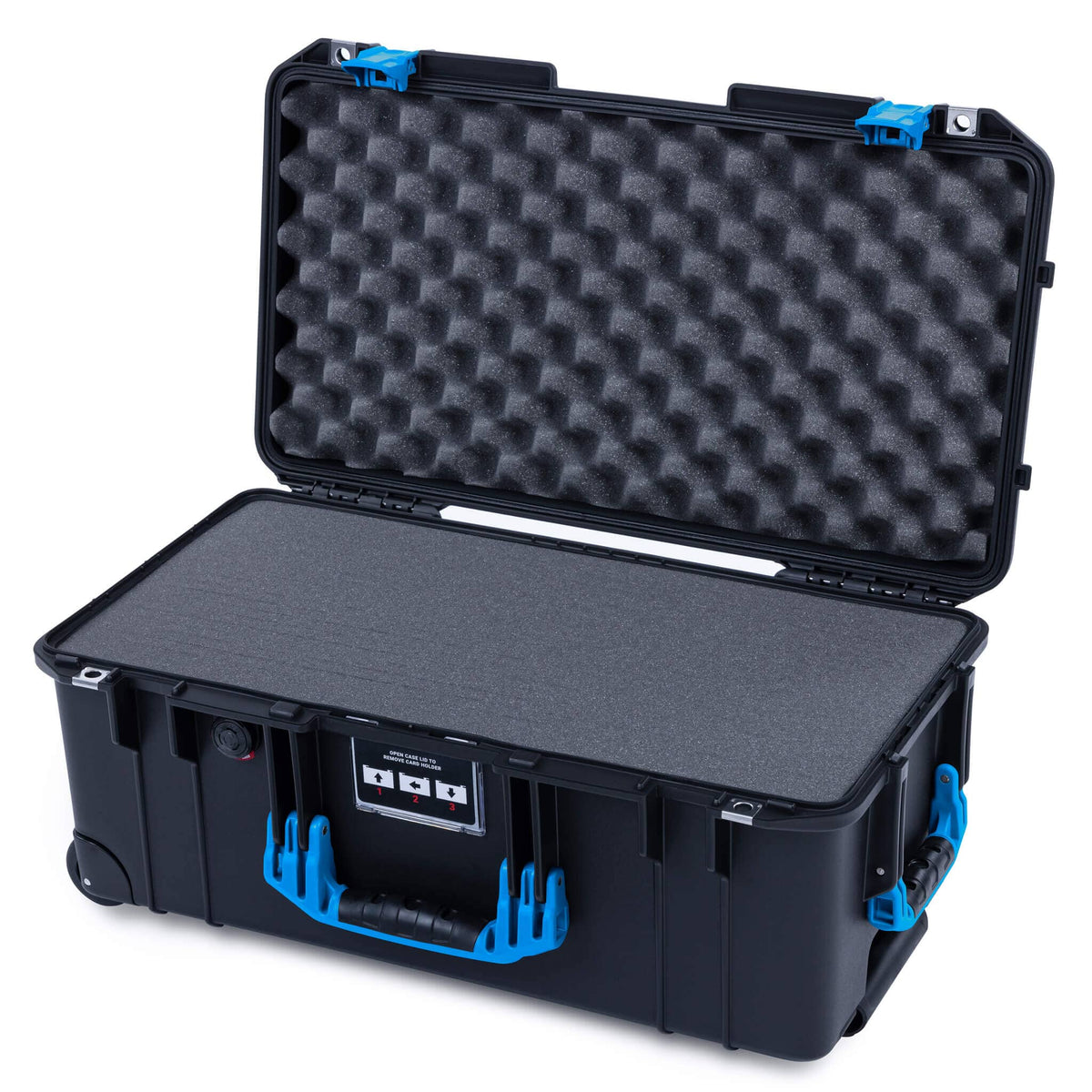 Pelican 1556 Air Case, Black with Blue Handles &amp; Latches Pick &amp; Pluck Foam with Convolute Lid Foam ColorCase 015560-0001-110-121
