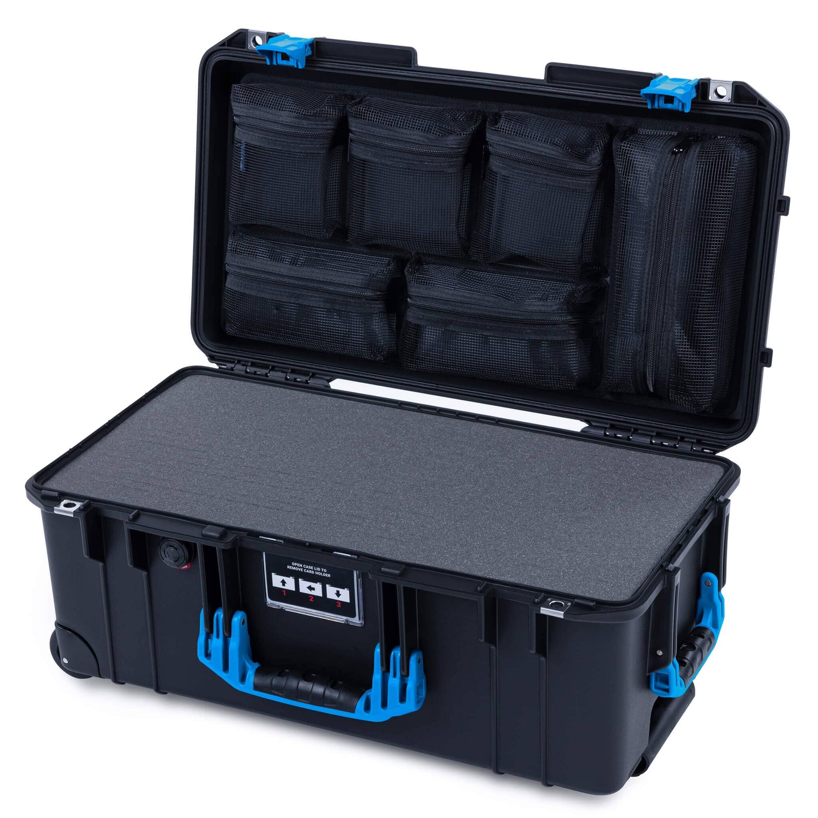 Pelican 1556 Air Case, Black with Blue Handles & Latches ColorCase 