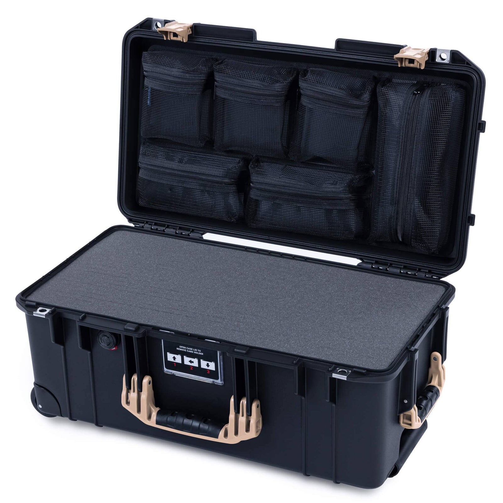 Pelican 1556 Air Case, Black with Desert Tan Handles & Latches ColorCase 