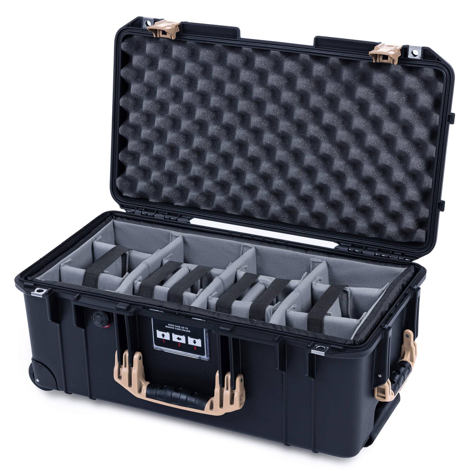 Pelican 1556 Air Case, Black with Desert Tan Handles & Latches ColorCase 