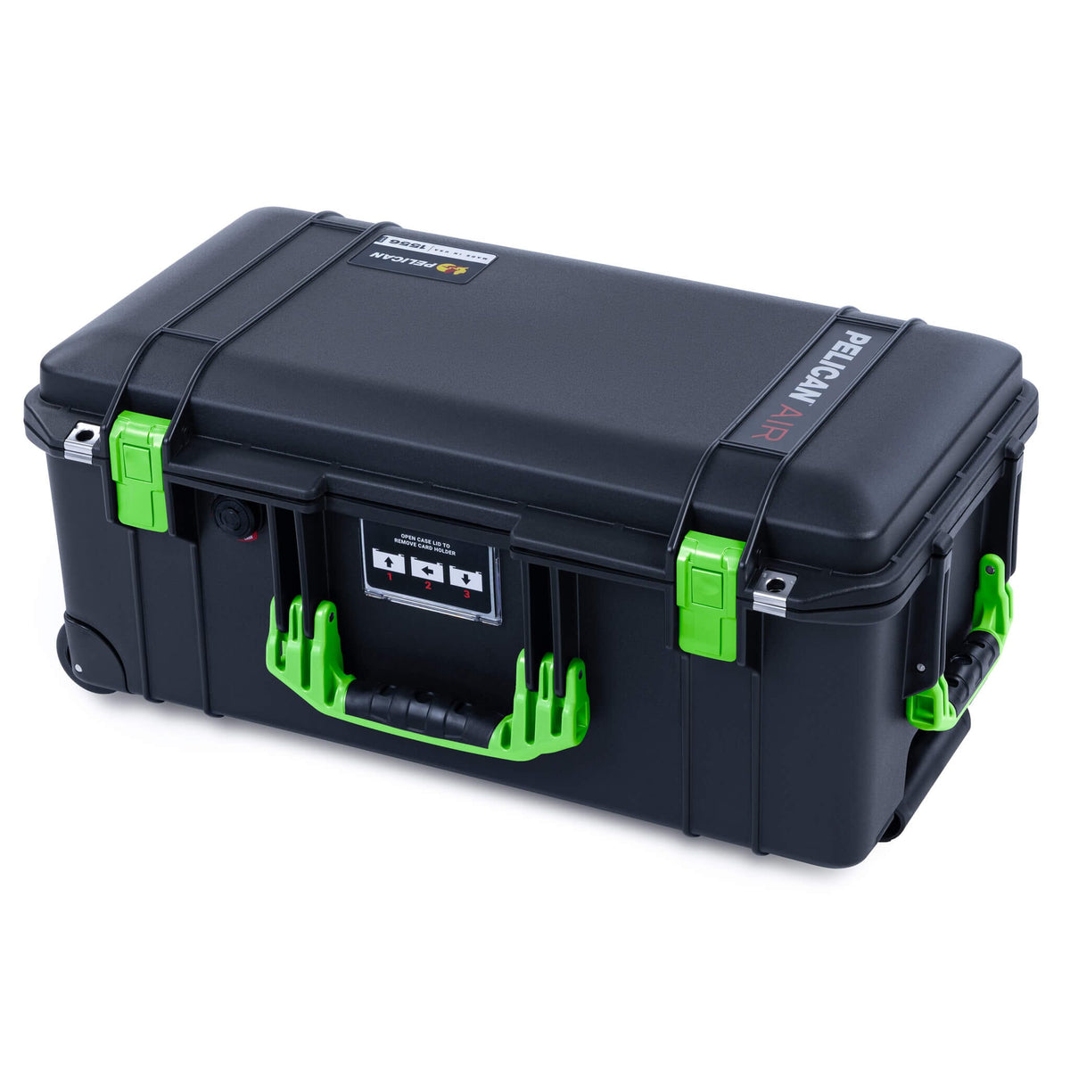 Pelican 1556 Air Case, Black with Lime Green Handles &amp; Latches ColorCase 
