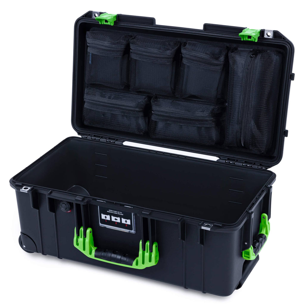 Pelican 1556 Air Case, Black with Lime Green Handles &amp; Latches ColorCase 