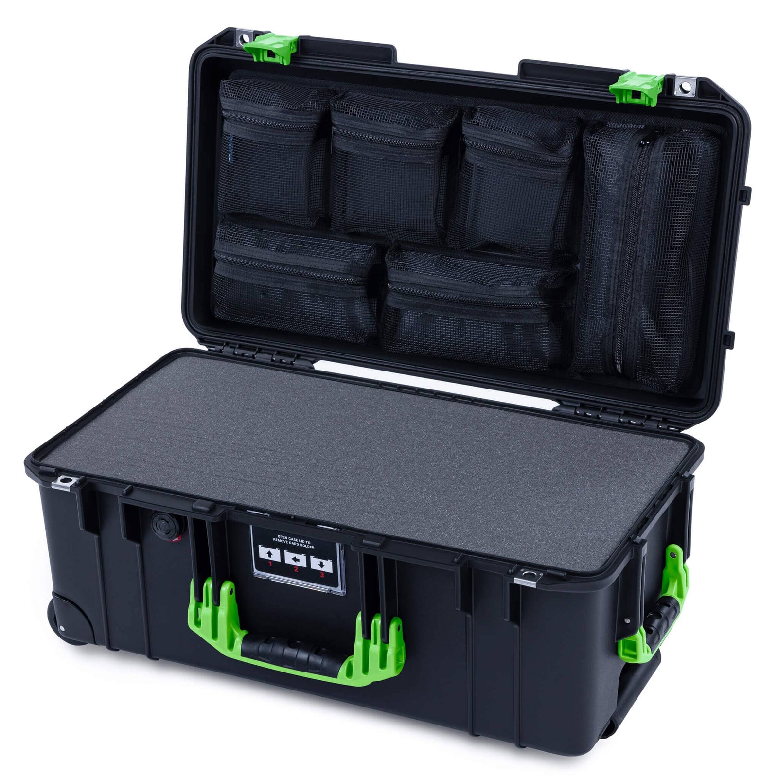 Pelican 1556 Air Case, Black with Lime Green Handles & Latches ColorCase 