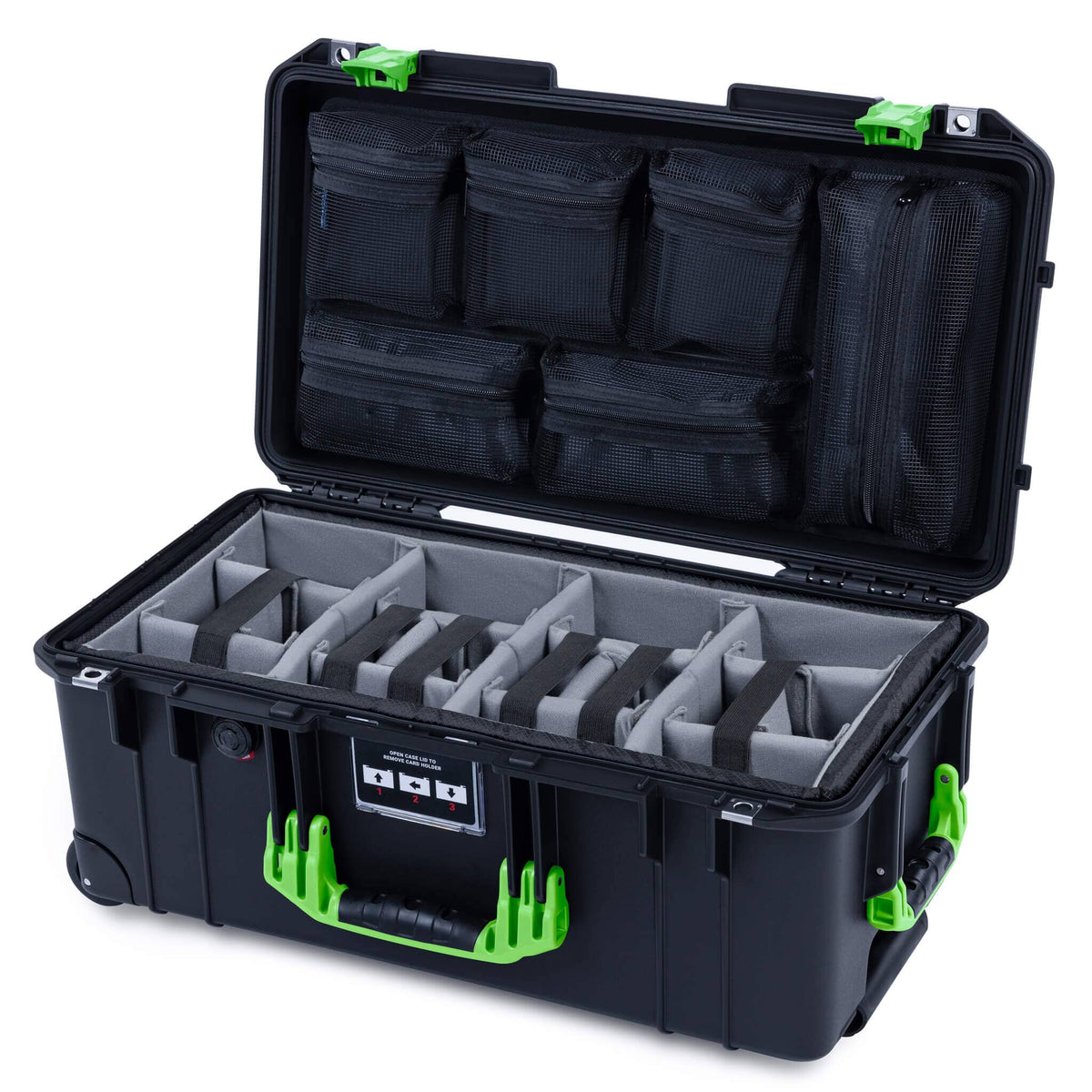 Pelican 1556 Air Case, Black with Lime Green Handles &amp; Latches ColorCase 