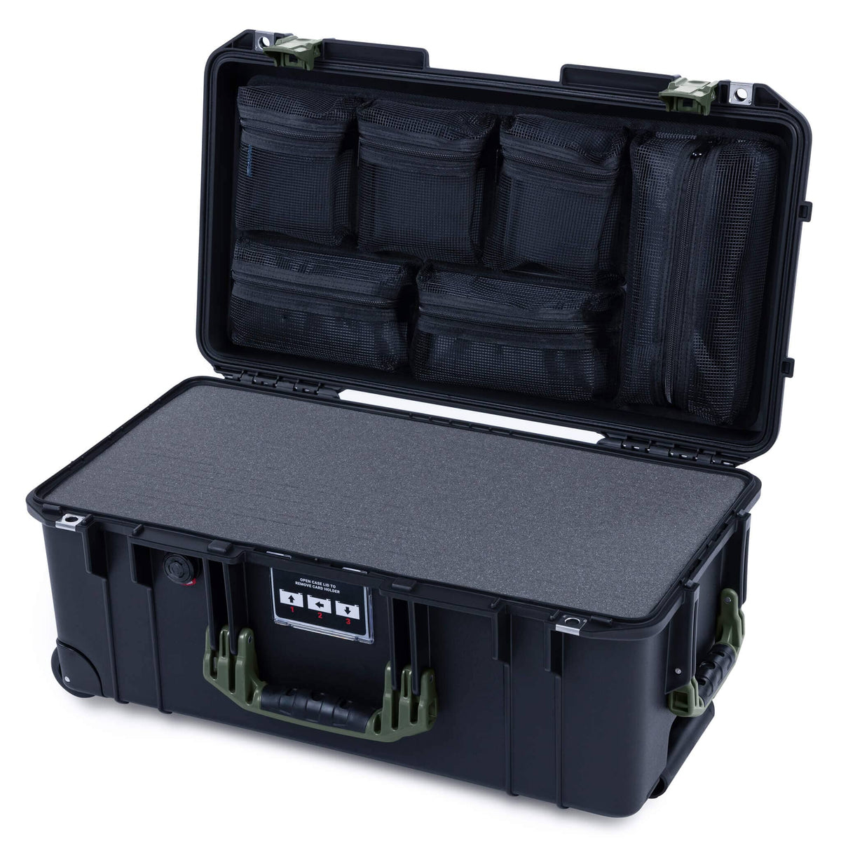 Pelican 1556 Air Case, Black with OD Green Handles &amp; Latches ColorCase 
