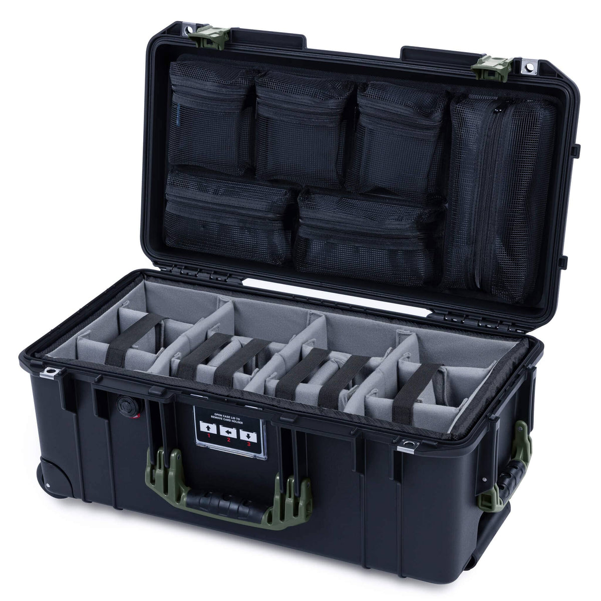 Pelican 1556 Air Case, Black with OD Green Handles &amp; Latches ColorCase 
