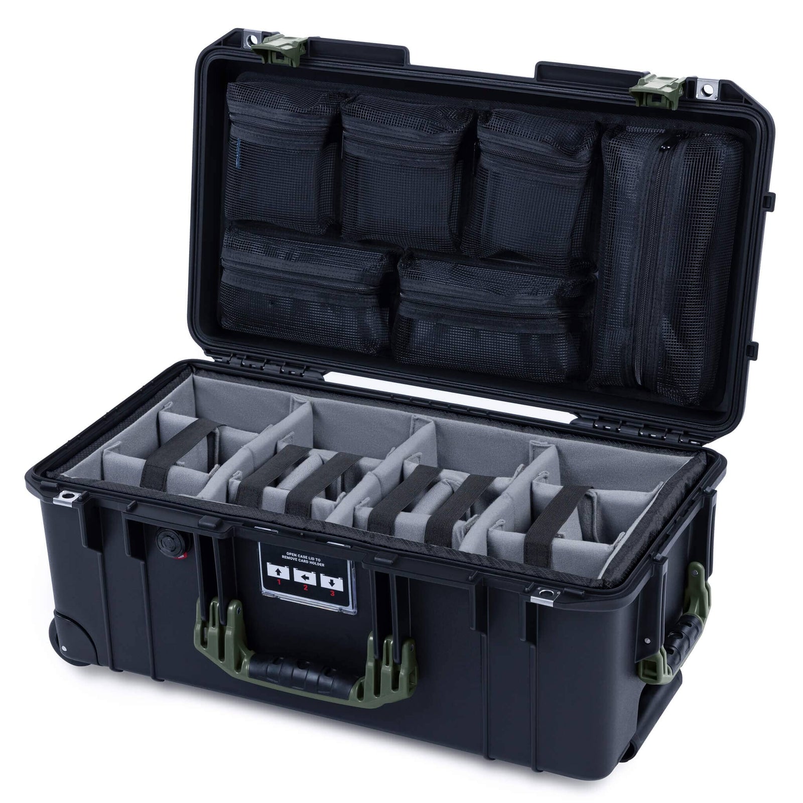 Pelican 1556 Air Case, Black with OD Green Handles & Latches ColorCase 