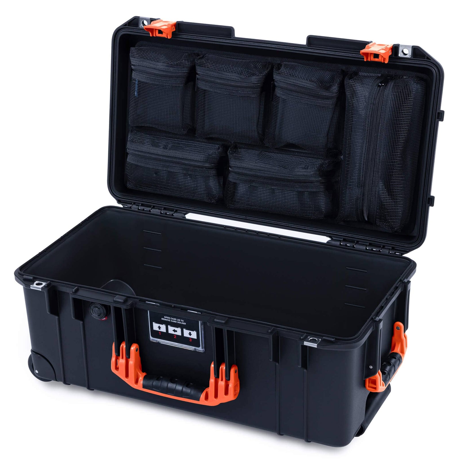Pelican 1556 Air Case, Black with Orange Handles & Latches ColorCase 
