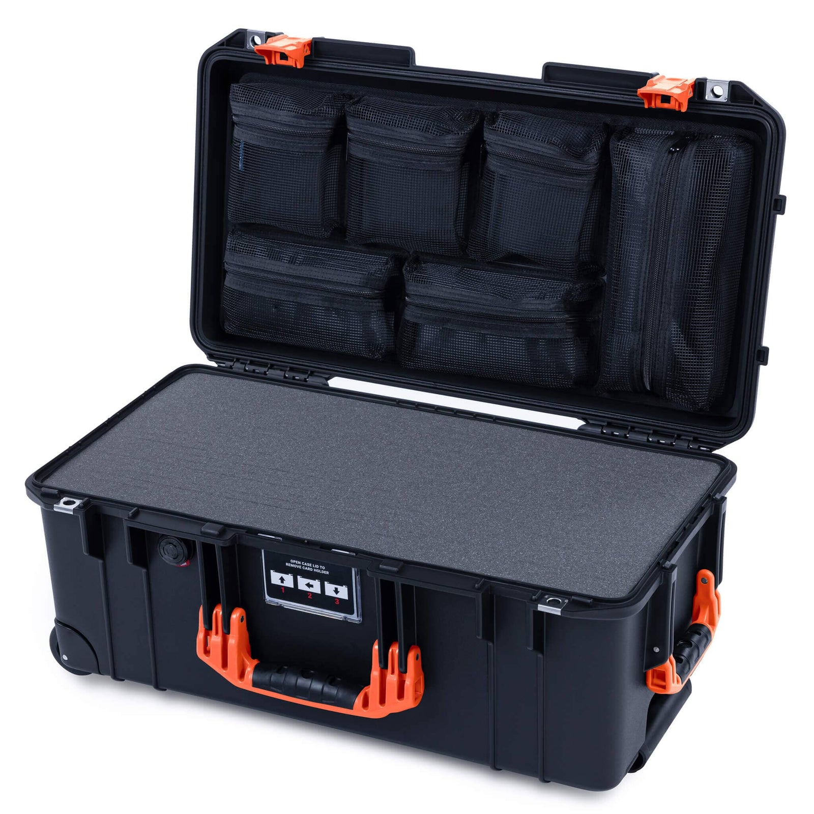 Pelican 1556 Air Case, Black with Orange Handles & Latches ColorCase 