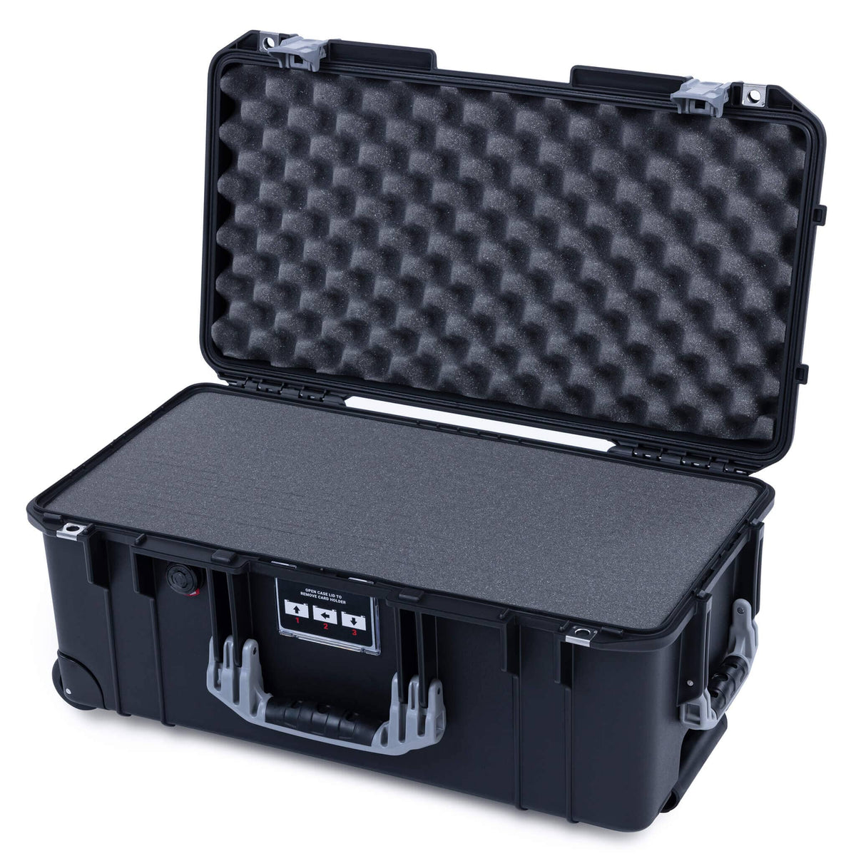 Pelican 1556 Air Case, Black with Silver Handles &amp; Latches Pick &amp; Pluck Foam with Convolute Lid Foam ColorCase 015560-0001-110-181
