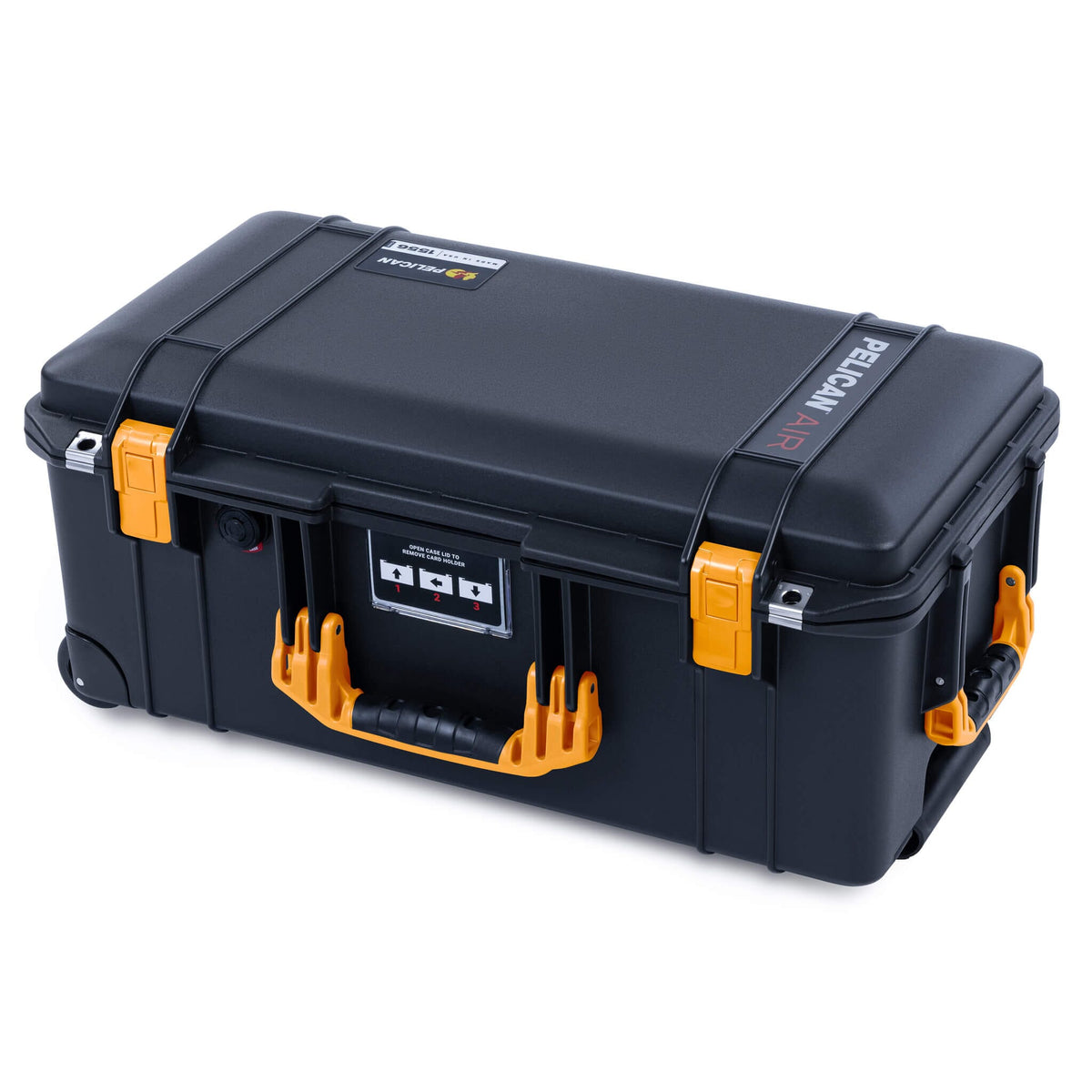 Pelican 1556 Air Case, Black with Yellow Handles &amp; Latches ColorCase 