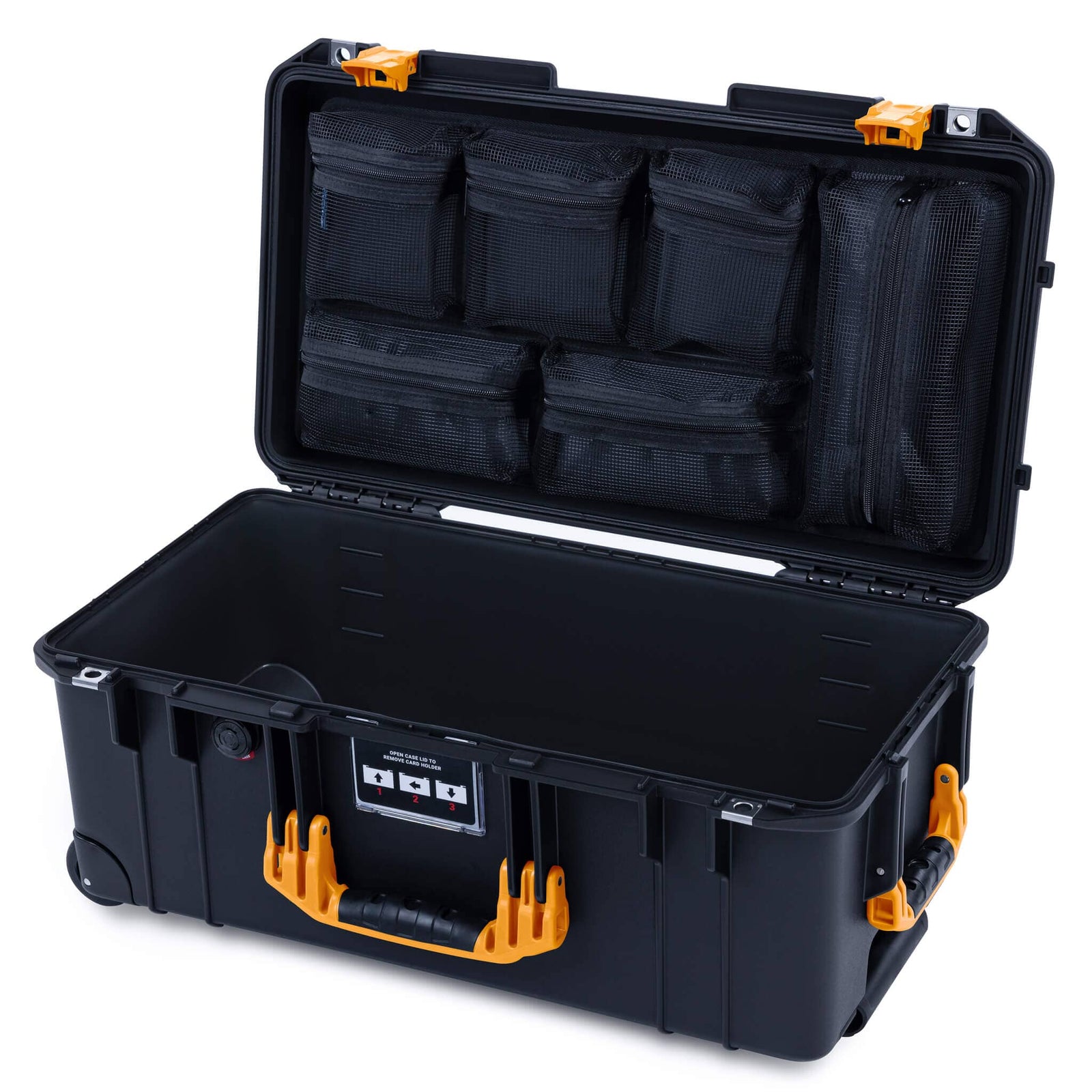 Pelican 1556 Air Case, Black with Yellow Handles & Latches ColorCase 