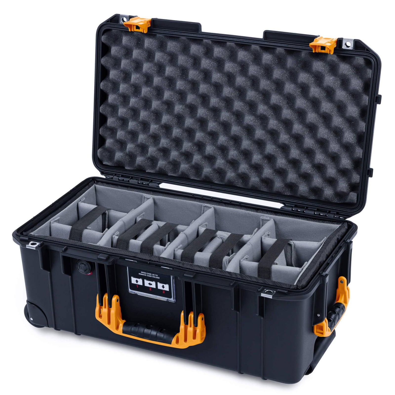 Pelican 1556 Air Case, Black with Yellow Handles & Latches ColorCase 