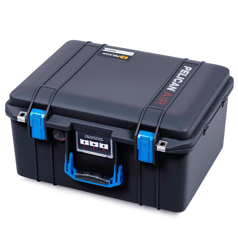 Pelican 1557 Air Case, Black with Blue Handle & Latches ColorCase 