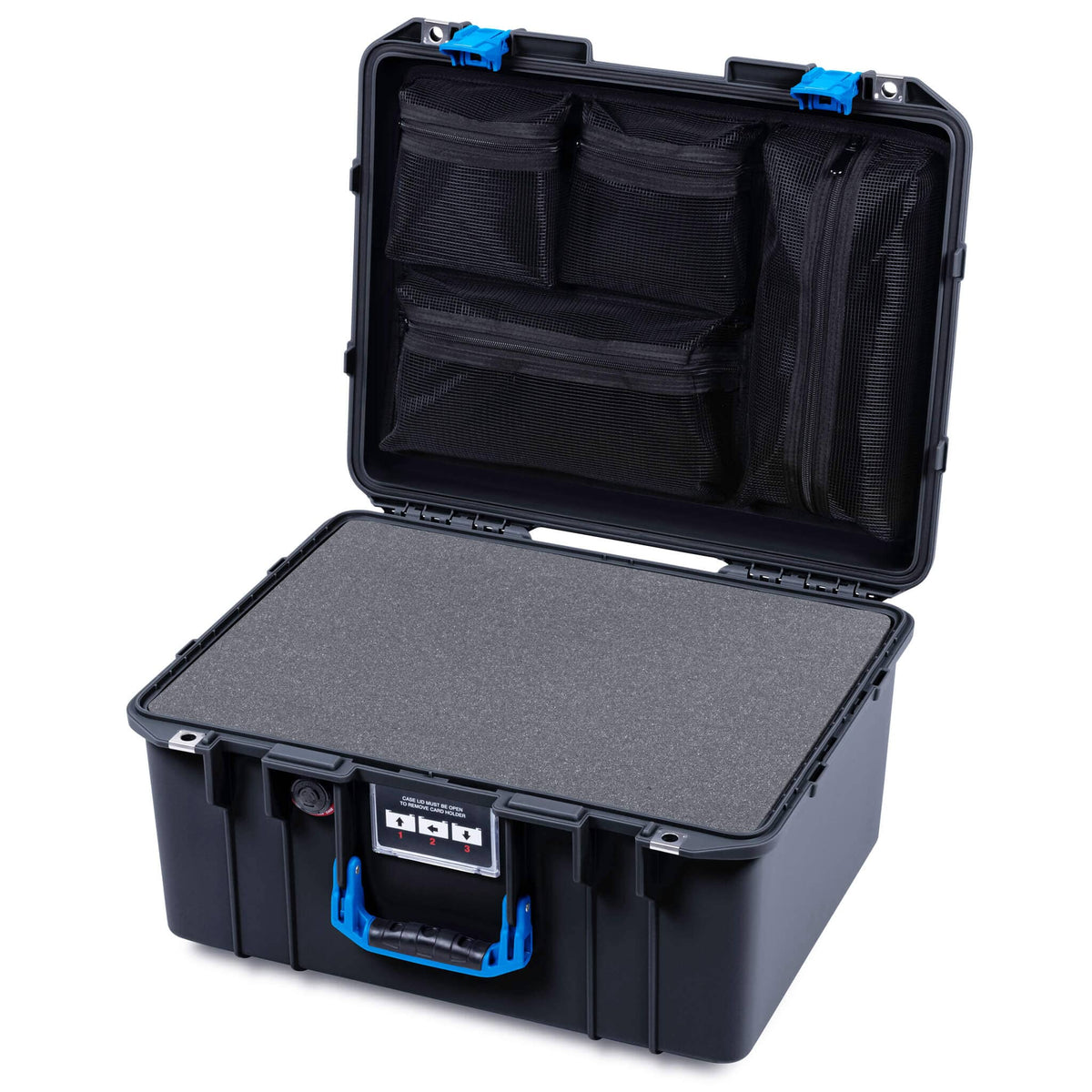 Pelican 1557 Air Case, Black with Blue Handle &amp; Latches ColorCase 