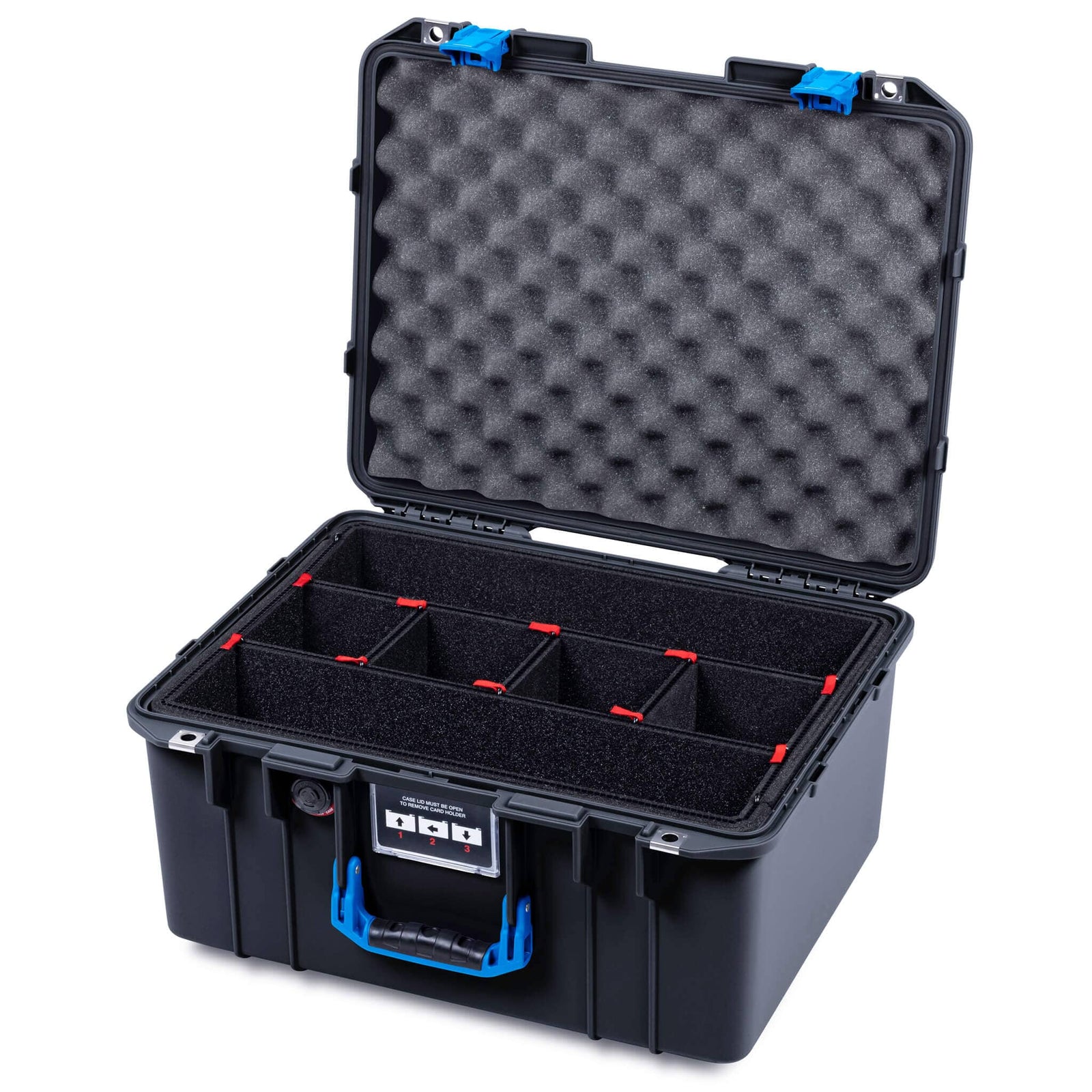Pelican 1557 Air Case, Black with Blue Handle & Latches ColorCase 