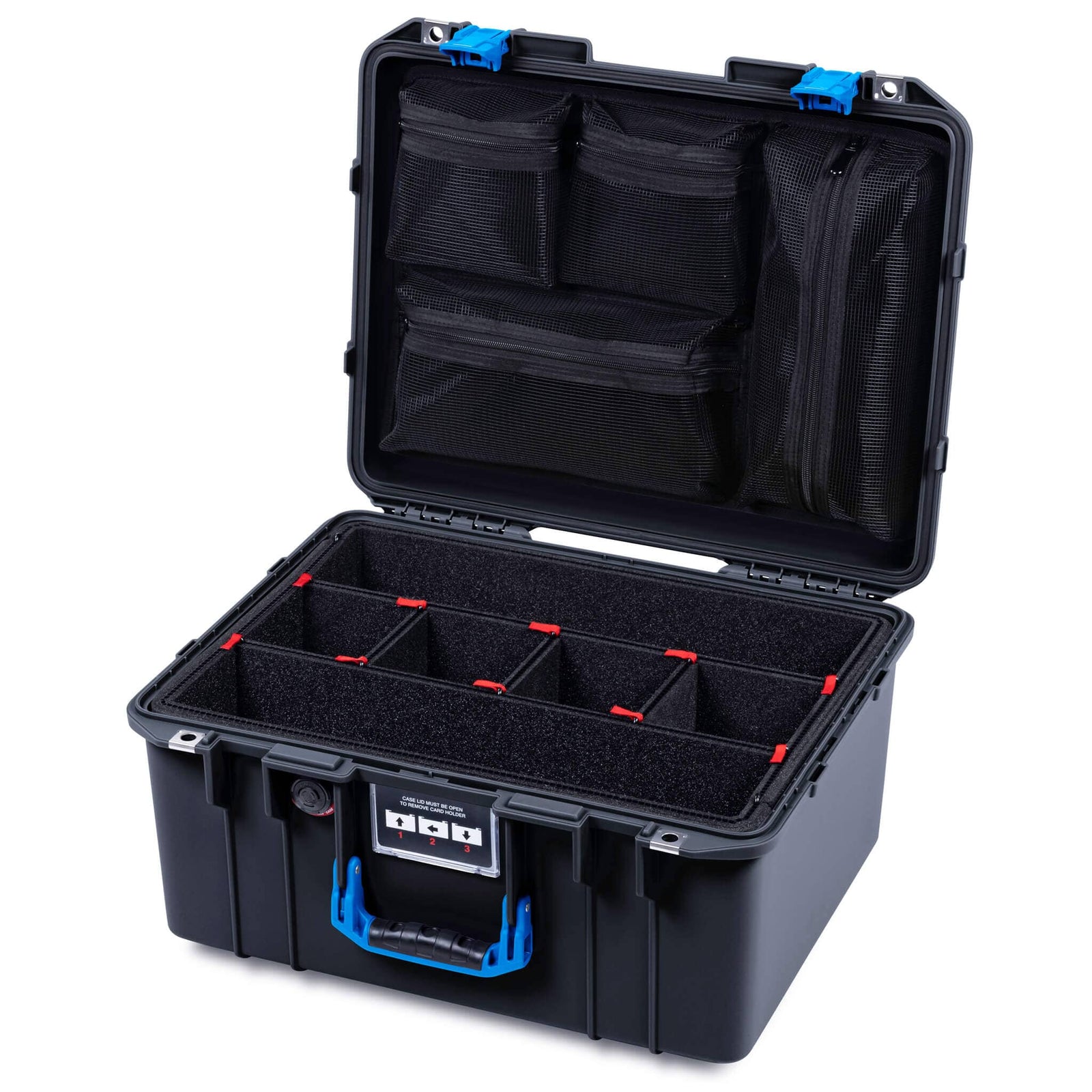 Pelican 1557 Air Case, Black with Blue Handle & Latches ColorCase 