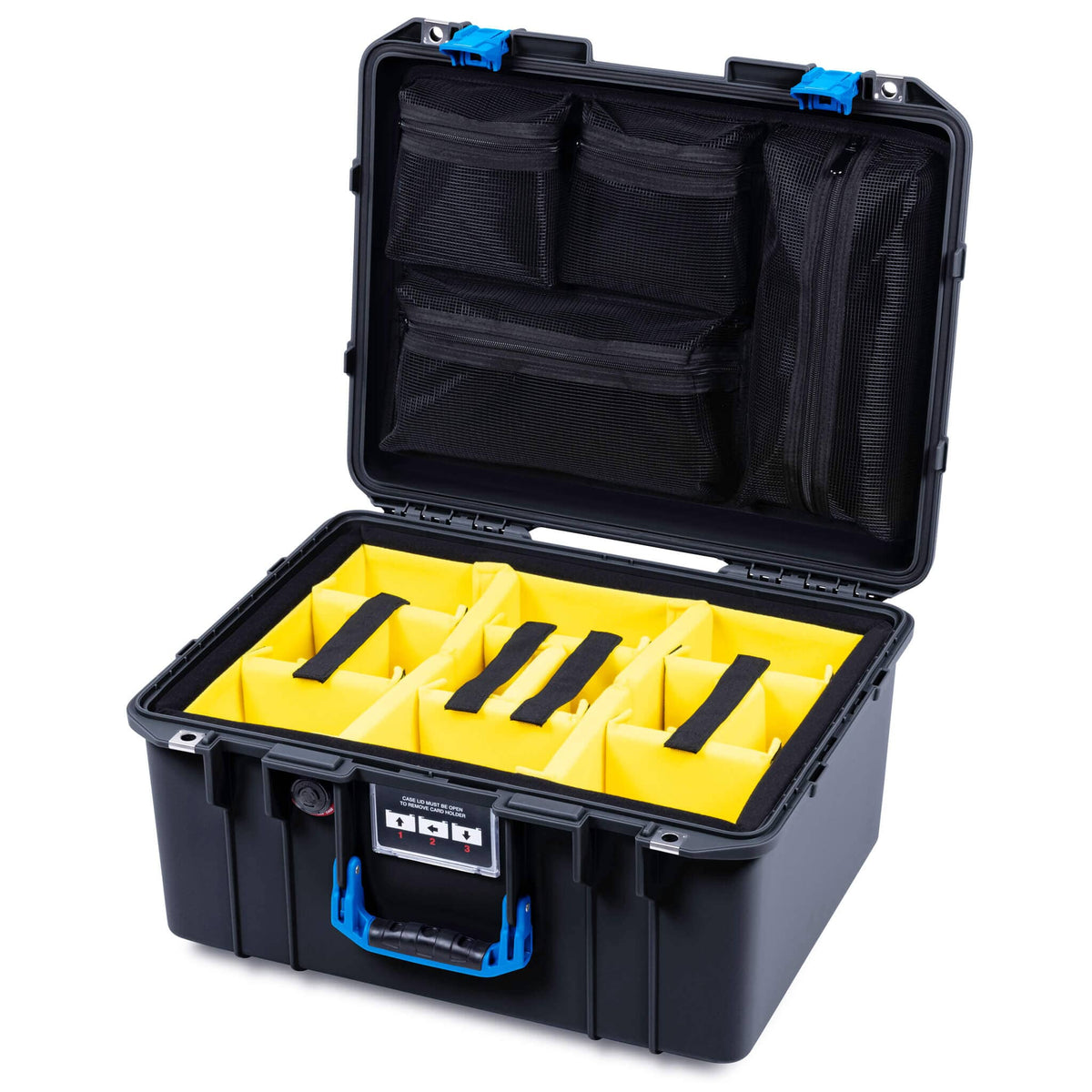 Pelican 1557 Air Case, Black with Blue Handle &amp; Latches ColorCase 