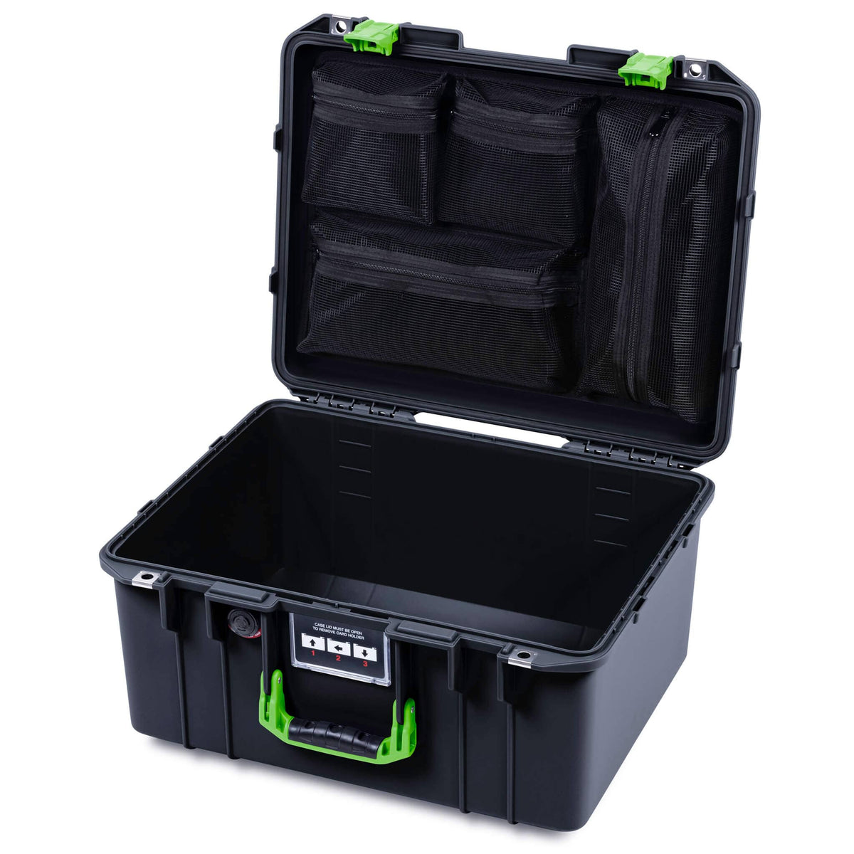 Pelican 1557 Air Case, Black with Lime Green Handle &amp; Latches ColorCase 