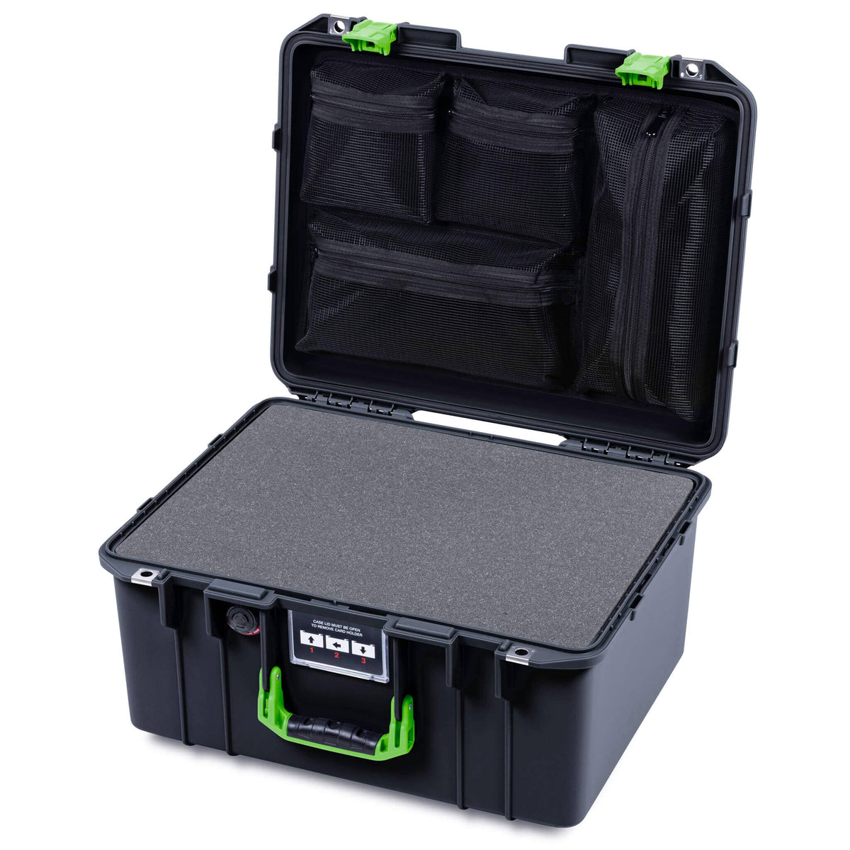 Pelican 1557 Air Case, Black with Lime Green Handle &amp; Latches ColorCase 