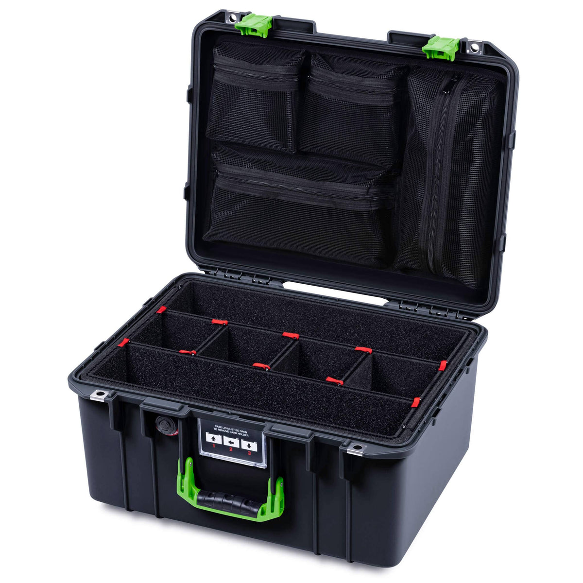 Pelican 1557 Air Case, Black with Lime Green Handle &amp; Latches ColorCase 