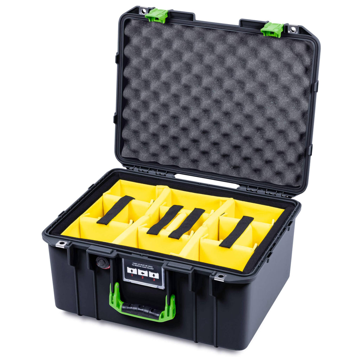 Pelican 1557 Air Case, Black with Lime Green Handle &amp; Latches ColorCase 