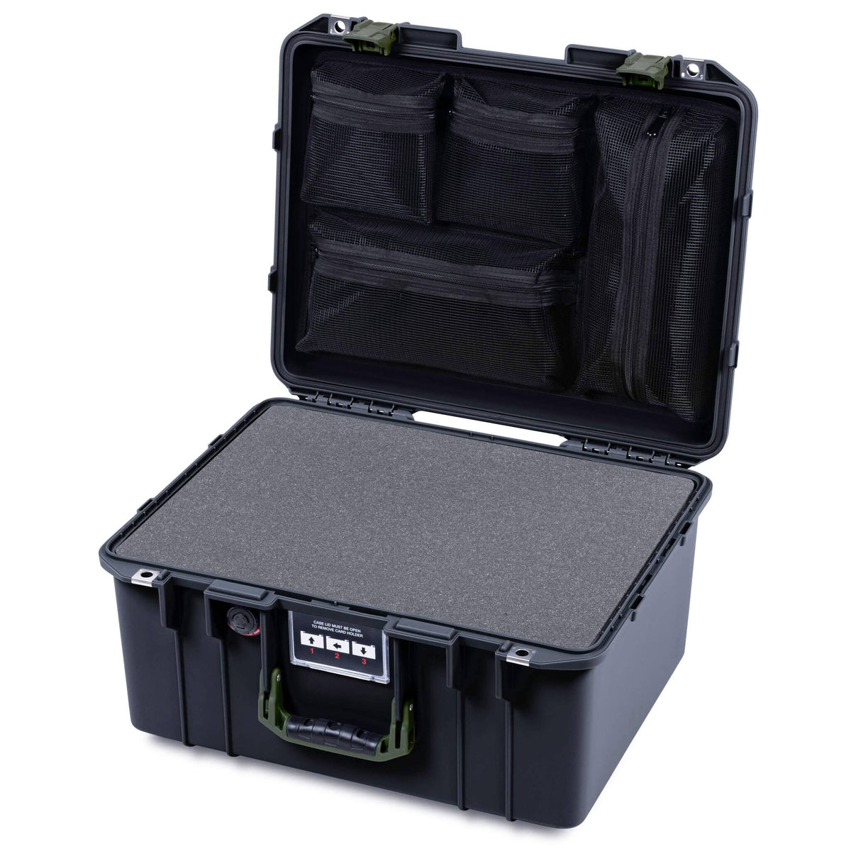 Pelican 1557 Air Case, Black with OD Green Handle &amp; Latches ColorCase 