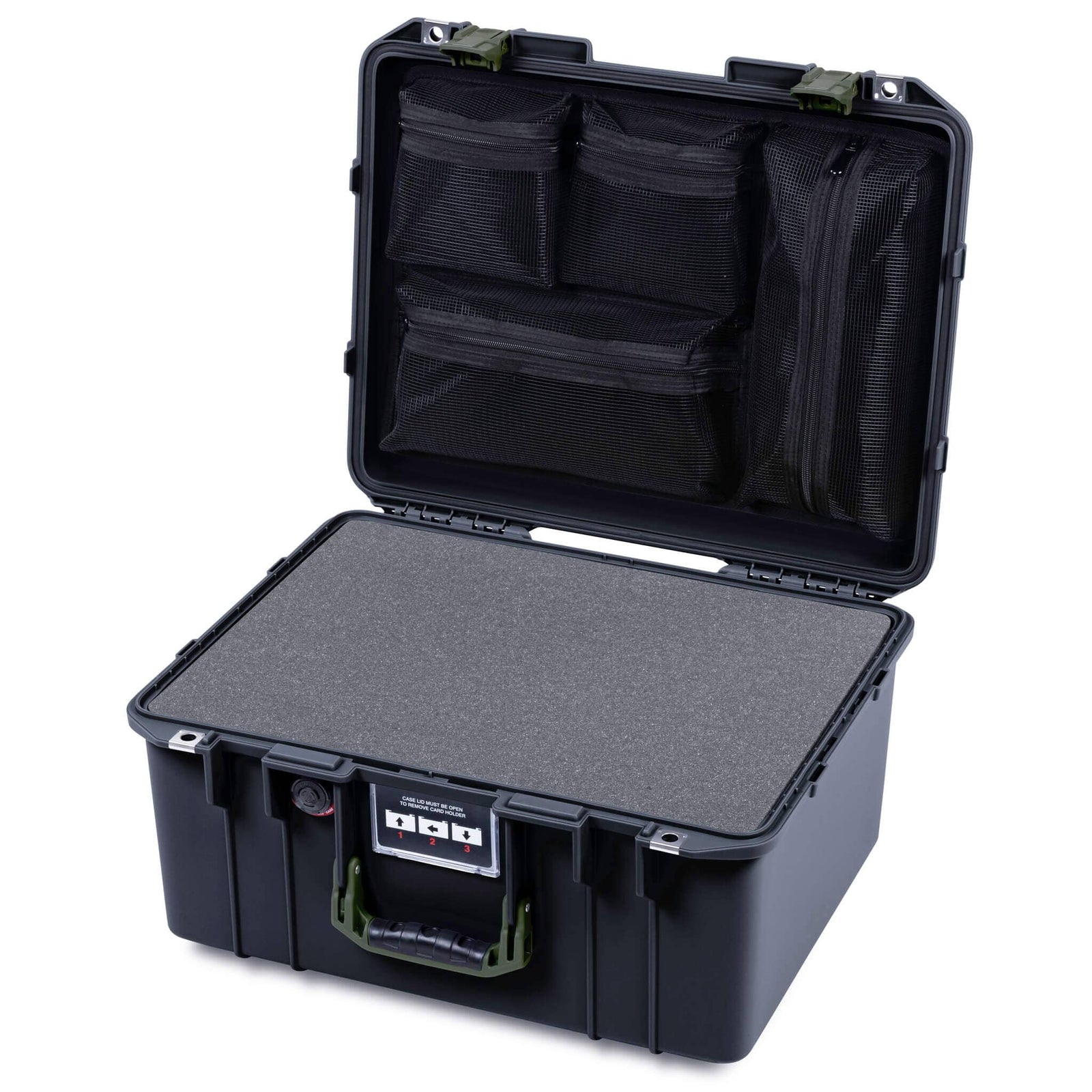 Pelican 1557 Air Case, Black with OD Green Handle & Latches ColorCase 