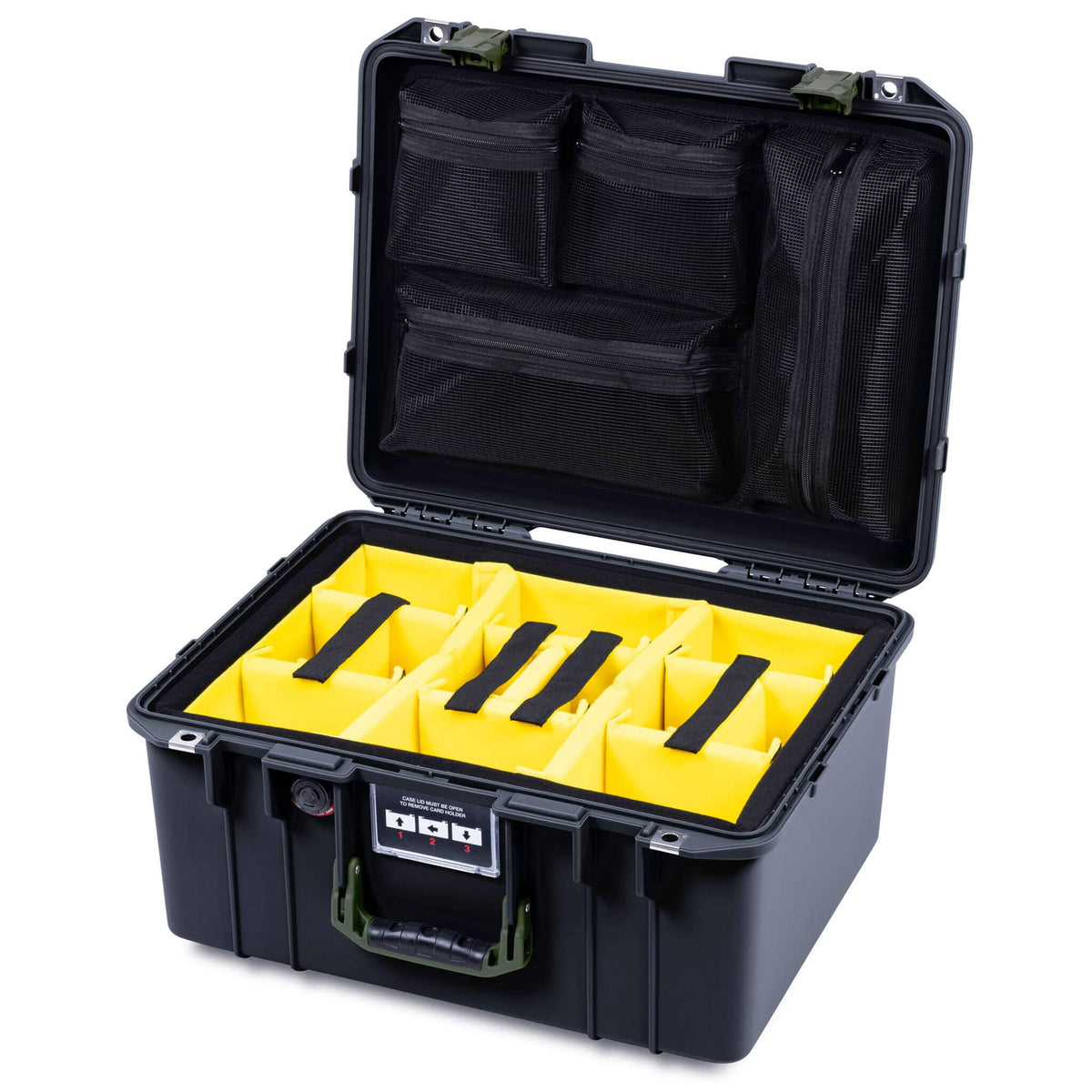Pelican 1557 Air Case, Black with OD Green Handle &amp; Latches ColorCase 