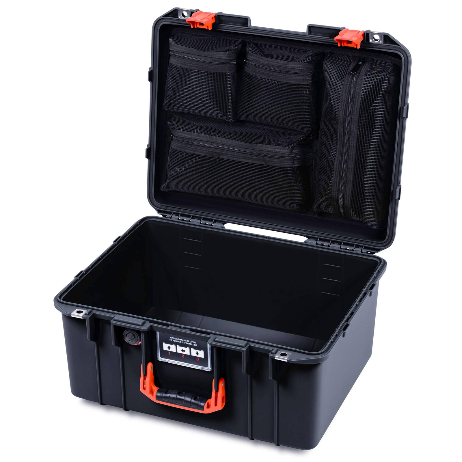 Pelican 1557 Air Case, Black with Orange Handle & Latches ColorCase 