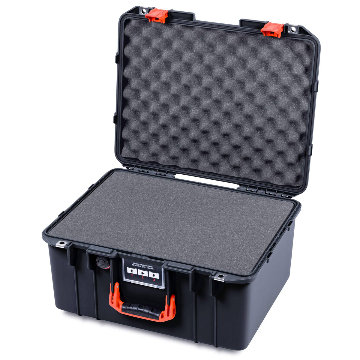 Pelican 1557 Air Case, Black with Orange Handle &amp; Latches ColorCase 
