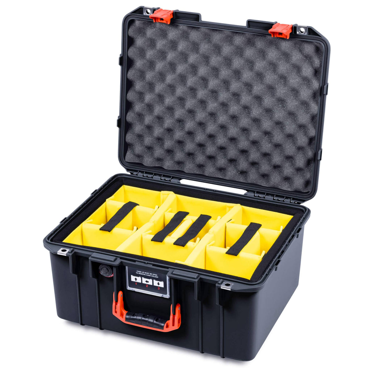 Pelican 1557 Air Case, Black with Orange Handle &amp; Latches ColorCase 