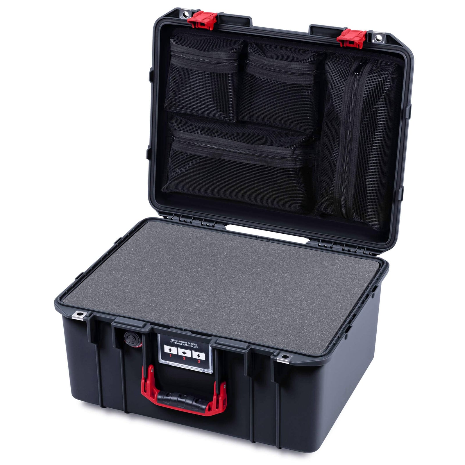 Pelican 1557 Air Case, Black with Red Handle & Latches ColorCase 