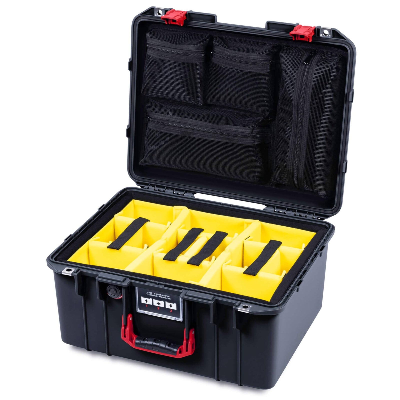 Pelican 1557 Air Case, Black with Red Handle & Latches ColorCase 