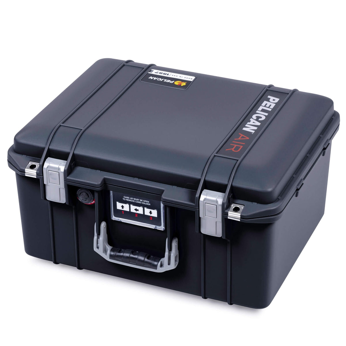 Pelican 1557 Air Case, Black with Silver Handle &amp; Latches ColorCase 