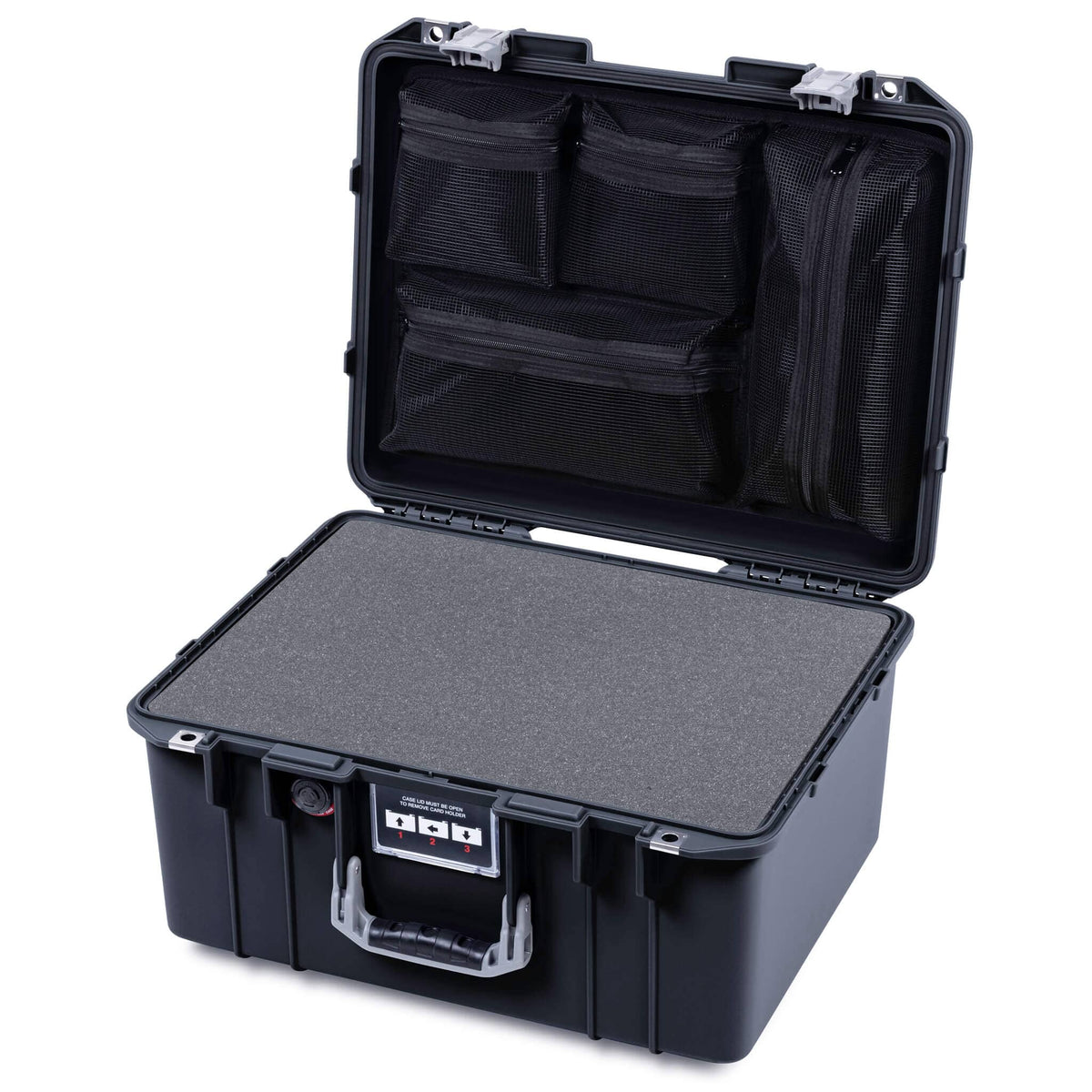 Pelican 1557 Air Case, Black with Silver Handle &amp; Latches ColorCase 