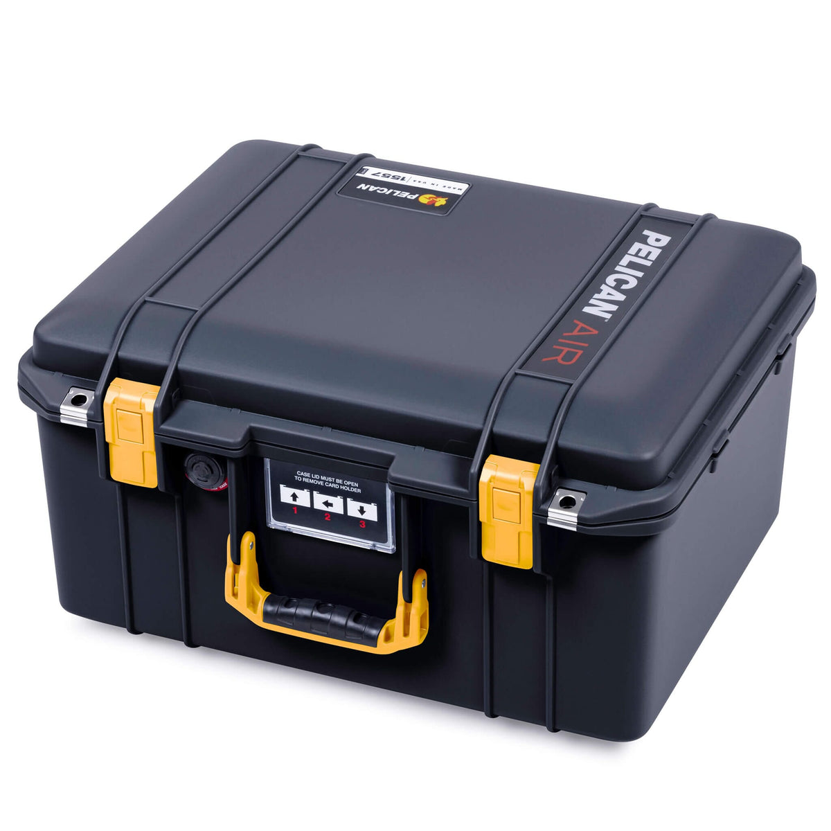 Pelican 1557 Air Case, Black with Yellow Handle &amp; Latches ColorCase 