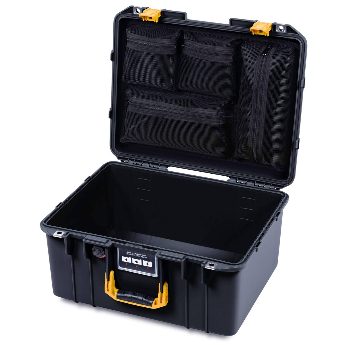 Pelican 1557 Air Case, Black with Yellow Handle &amp; Latches ColorCase 